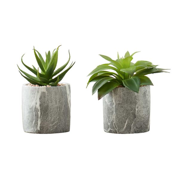 Gray Green Six-Inch Succulent Indoor Table Potted Artificial Plant, Set of Two, image 1